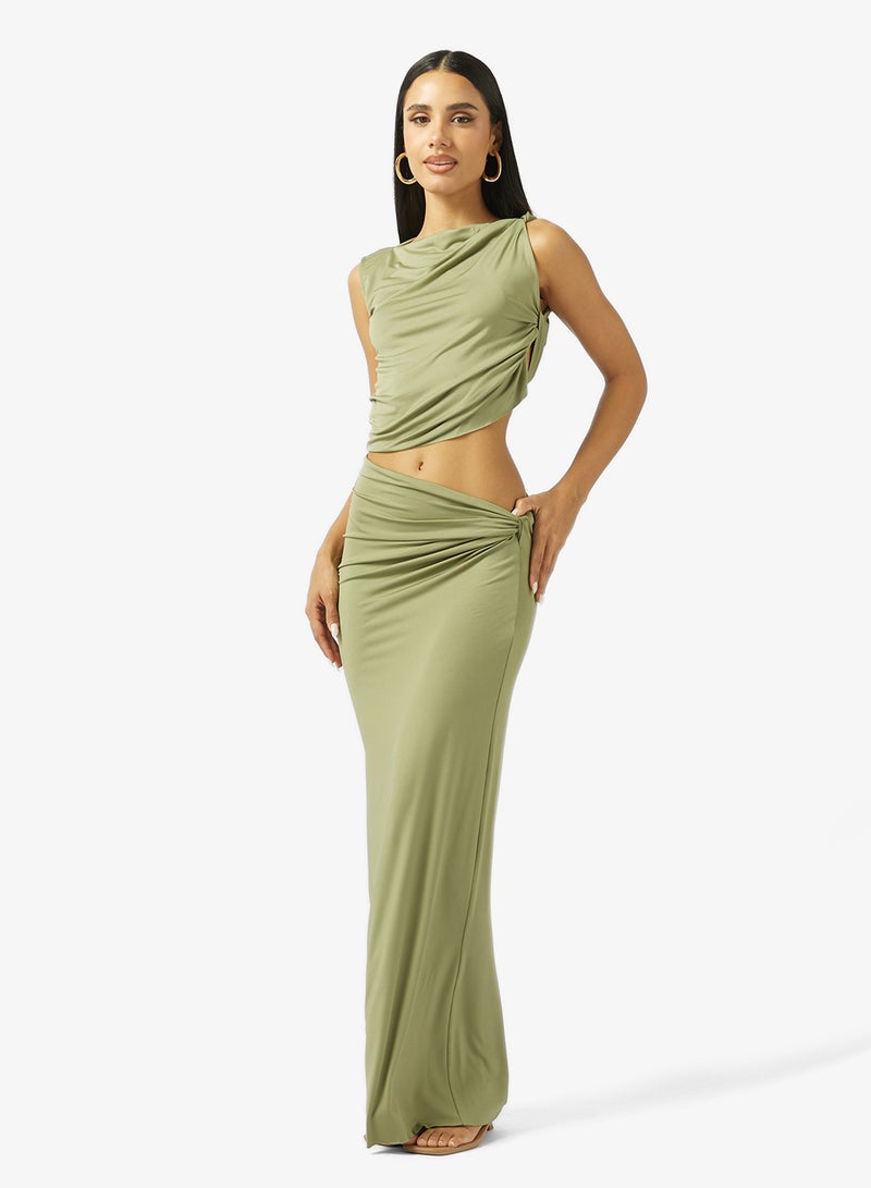 Ginger Draped Fitted Top & Skirt Coord Set - Image 1